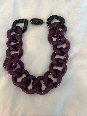 Statement Chunky Chain Necklace in Deep Purple and Black Angela Caputi